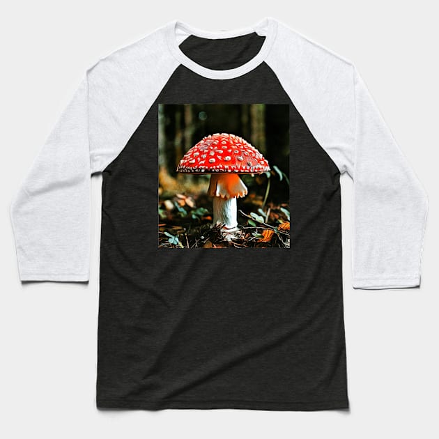 Red mushrooms in a forest Baseball T-Shirt by Choulous79